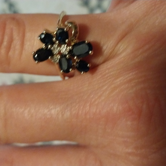 Sapphire and diamond ring. 14k gold. - Picture 3 of 4